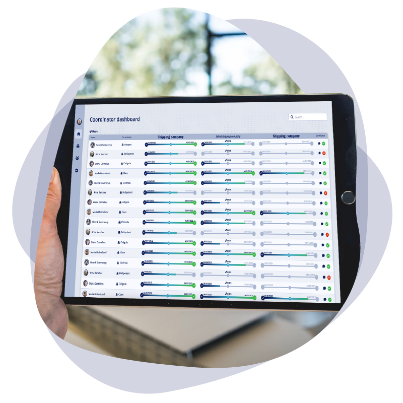 IDsure crew certificate management and coordinator dashboard on iPad